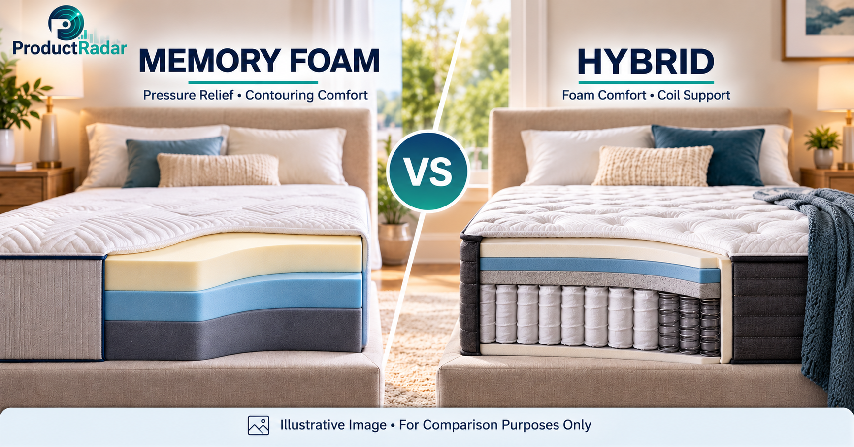 Memory foam and hybrid mattress comparison
